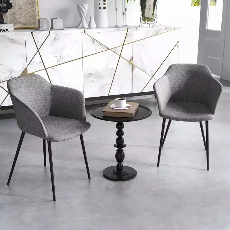 Dining Chairs Upholstered Accent Side with Backrest & Armrest Off-white/Beige/Grey