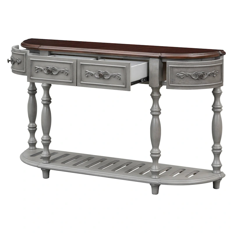 Merax Curved Console Table with 4 Drawers and 1 Shelf