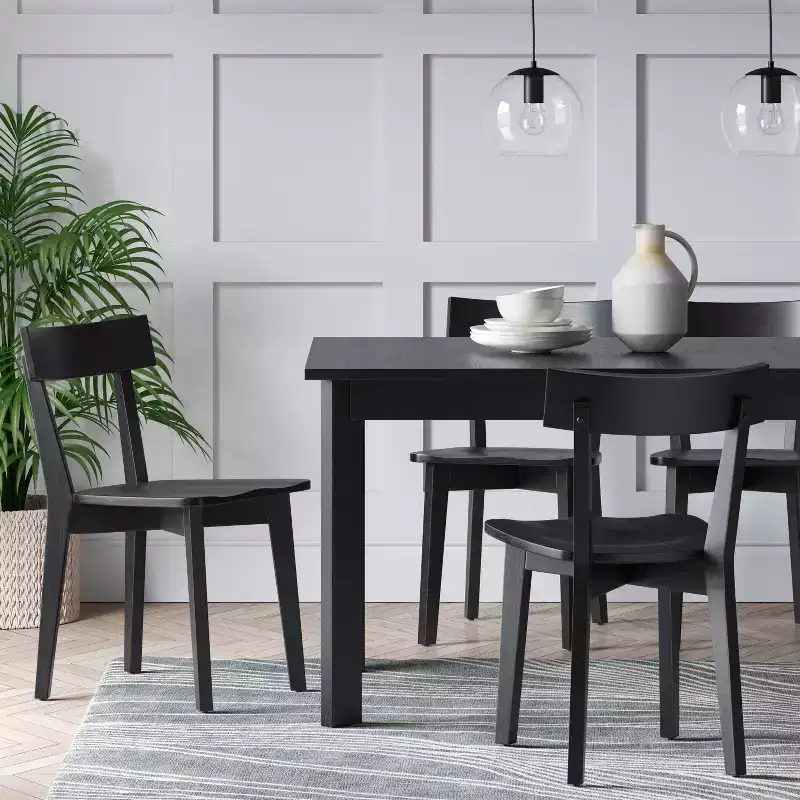 Bombelli Modern Extendable Dining Table Black - Threshold™: Rubberwood, 4-Leg Base, 6 Seats