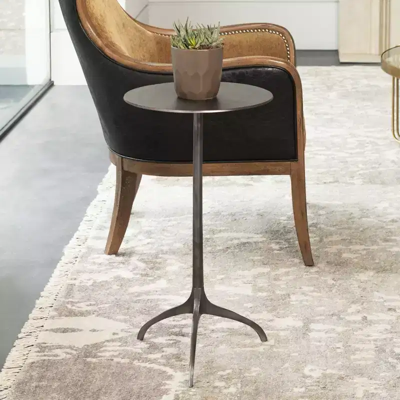 Uttermost Modern Nickel Cast Aluminum Round Accent Table 14 Wide Silver Tripod Legs Living Room Bedroom Bedside Entryway House