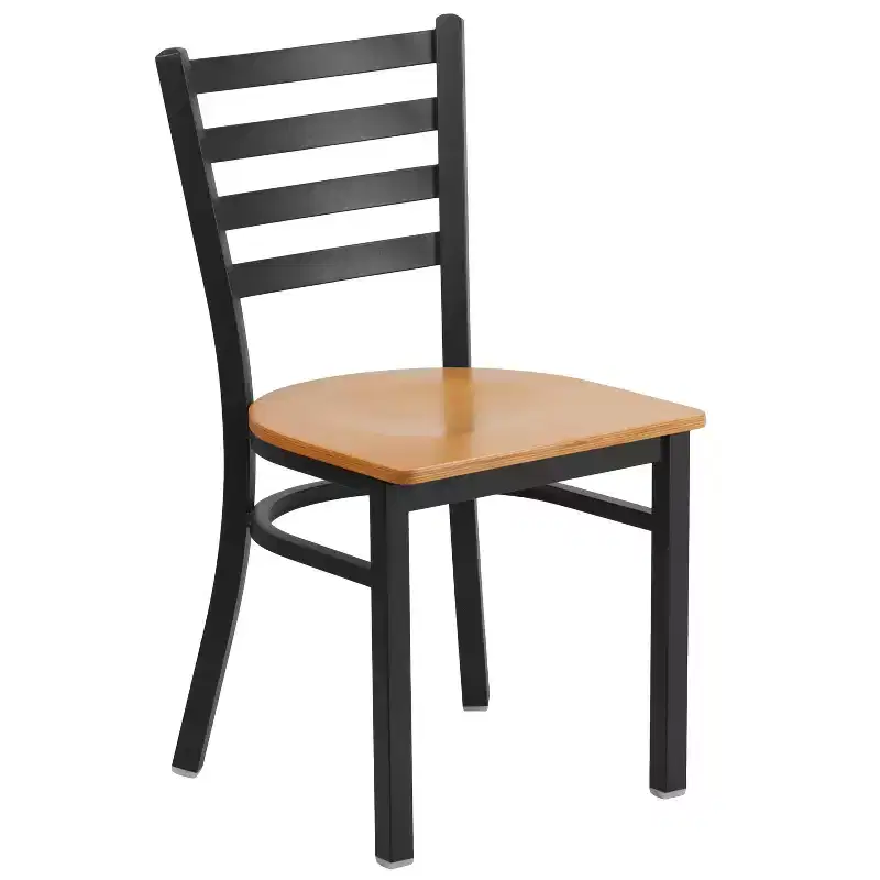 Emma and Oliver Black Ladder Back Metal Restaurant Dining Chair