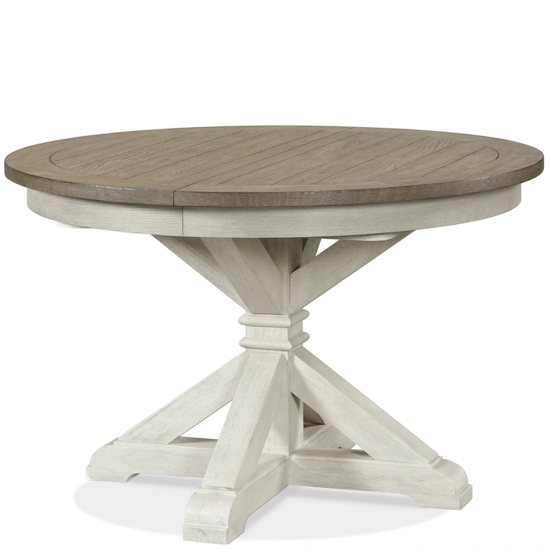 Roundhill Furniture Harola 7-Piece Dining Set, Round Pedestal Dining Table with 18 Leaf, 6 Side Chairs