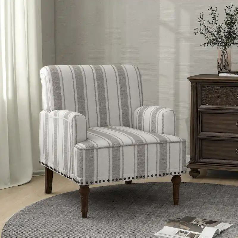 Modern Striped Accent Chairs with Arms