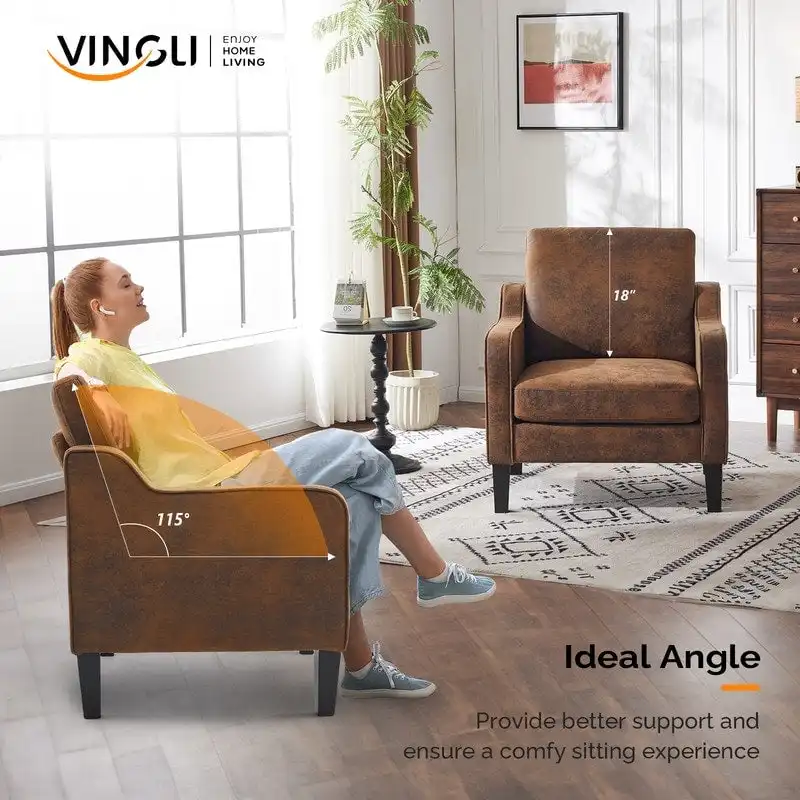 Mid-Century Modern Accent Chair, Single Seat – Multi-Color Options