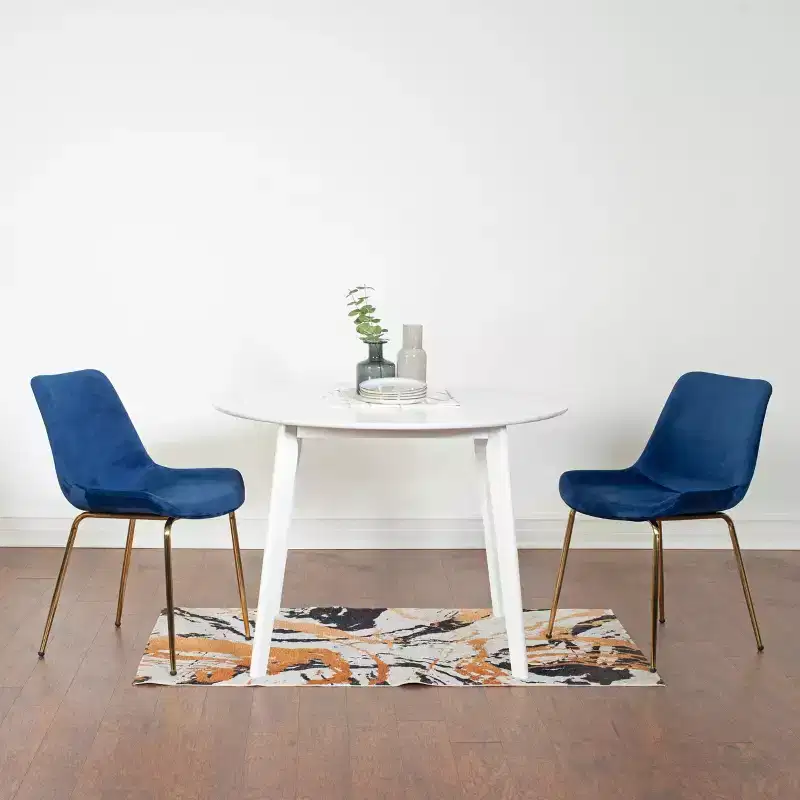 Aufurr Contemporary 3-Piece Dining Set, White Round Dining Table with 2 Chairs
