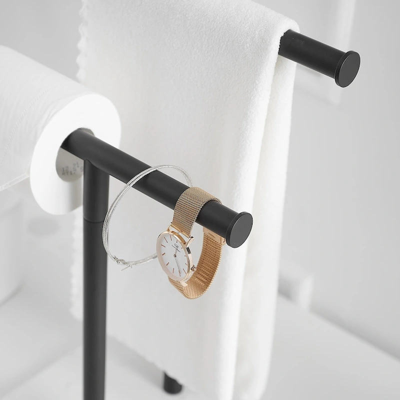 2-Tier Towel Rack Countertop Free Standing with Natural Marble Base