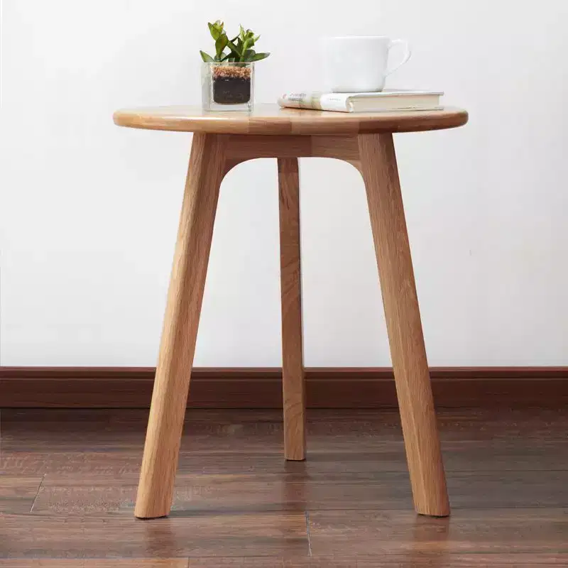 Okak Wooden Round Side Table with Floor Friendly Non-Slip Pads, End Table with Strong Three-Legged Structure, Couch Table for Living Room