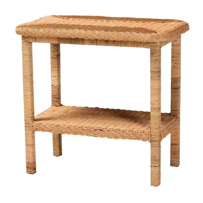 bali & pari Minahasa Braided Rattan Side Table Light Honey