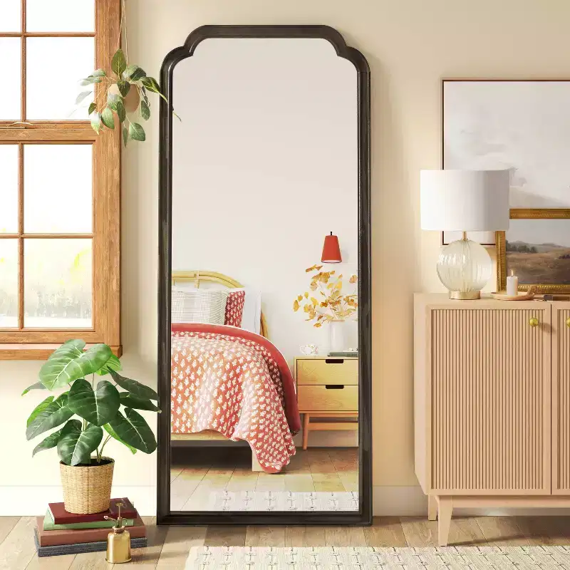 30" x 70" Oversize French Country Collection Leaner Mirror Black - Threshold™: Wood Frame, Full Body Reflection