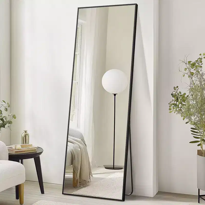 Full Length Floor Mirror with Metal Stand and Hanging Holes
