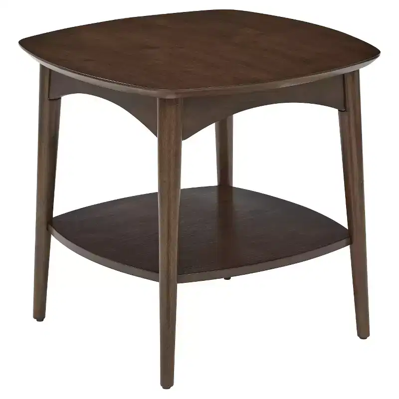 Copenhagen Accent Table Walnut: Mid-Century 2-Tiered, Square, Wood Construction