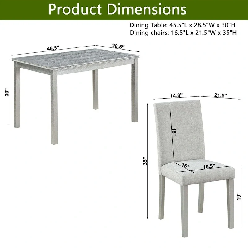 5-piece Wood Dining Counter Height Table and Chair Set