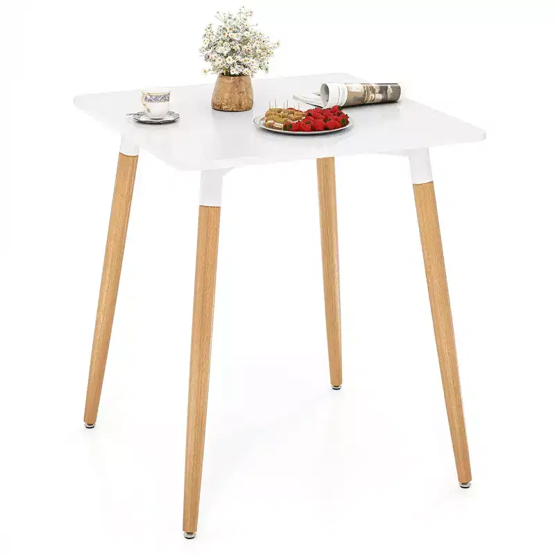 Costway Square Dining Table Farmhouse Minimalist Dinner Table w/ Sturdy Metal Legs