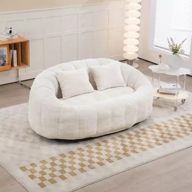 Okak High Back Bean Bag Sofa,59 Inch 2-Seater Lounger Beanbag Chair with Memory Foam Fill,Comfy Couch for Living Room Bedroom