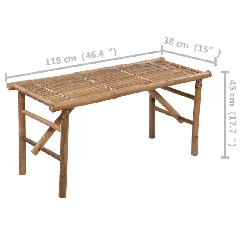 vidaXL Garden Bench Natural Bamboo Bamboo and Polyester Medium Foldable
