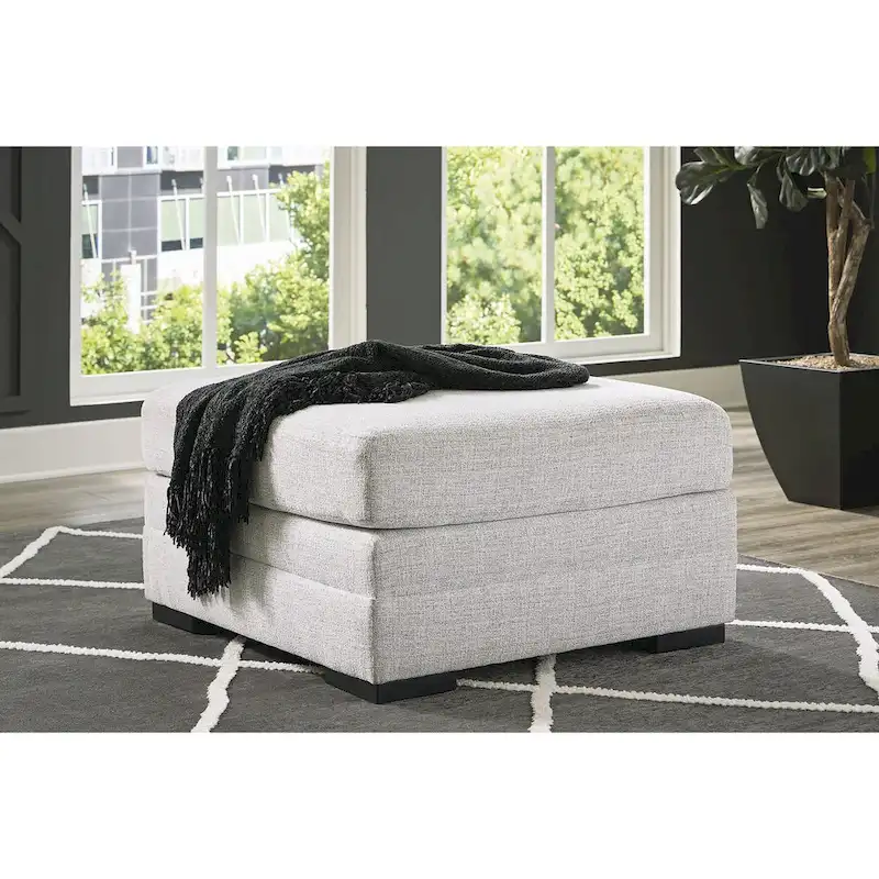 Off White Oversized Accent Ottoman, Plush Cushion, Living Room Footrest