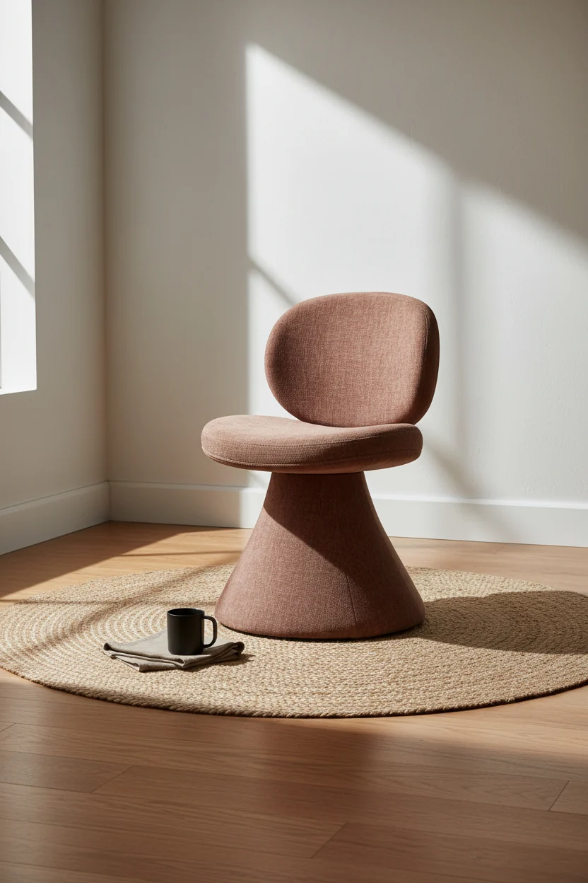 Sculptural Fully Upholstered Dining Chair with Rounded Form for Dining Rooms
