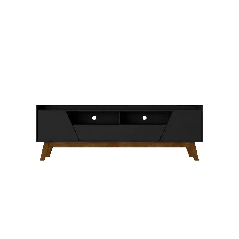 Marcus Mid-Century Modern 4 Shelf TV Stand for TVs up to 70" TVs, Cable Management - Manhattan Comfort