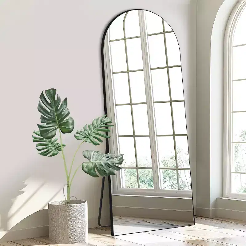 Wooden Right-Angled Arch Full-Length Mirror