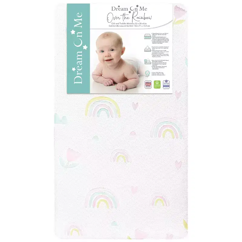 Dream On Me 150 Coil Inner Spring Over the Rainbow Crib and Toddler Mattress - Rainbow: Hypoallergenic 2-Stage Design