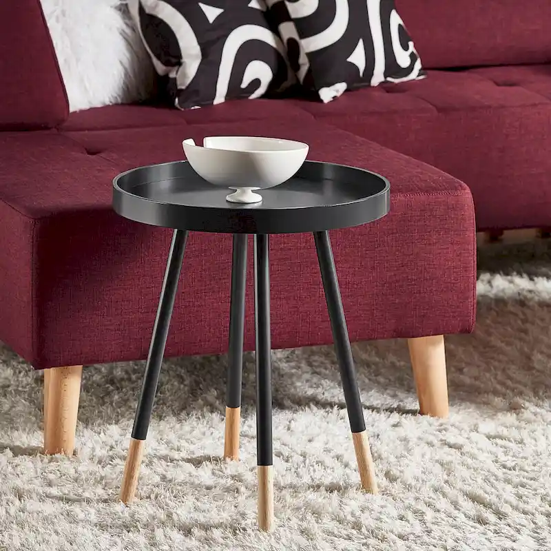 Marcella Paint-Dipped Round Tray-Top Side Table by iNSPIRE Q Modern