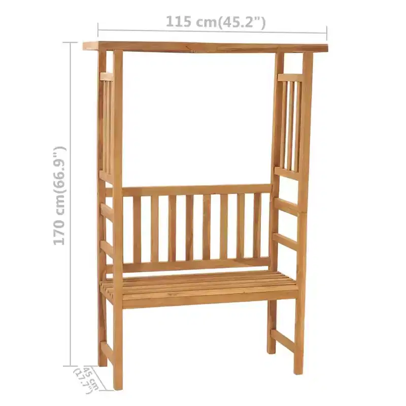 vidaXL Patio Bench with Pergola 45.3 Solid Teak Wood