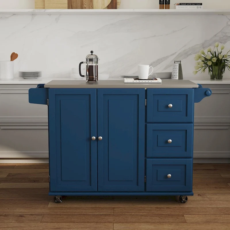Dolly Madison Kitchen Cart with Stainless Steel Top by Homestyles