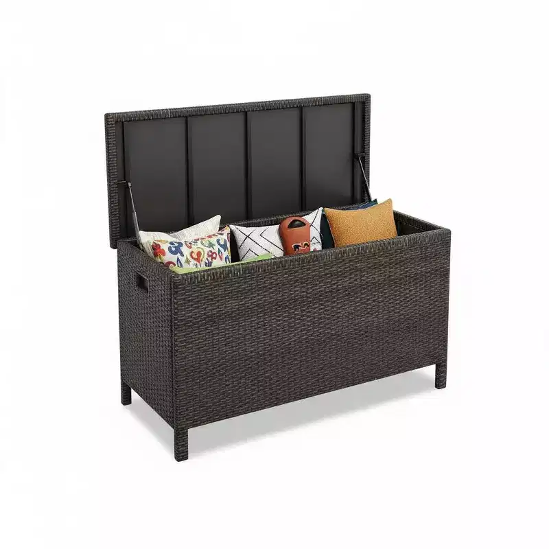80 Gallon Outdoor Deck Box - Waterproof All-Weather PE Rattan Wicker Storage Chest - Spacious Patio Storage