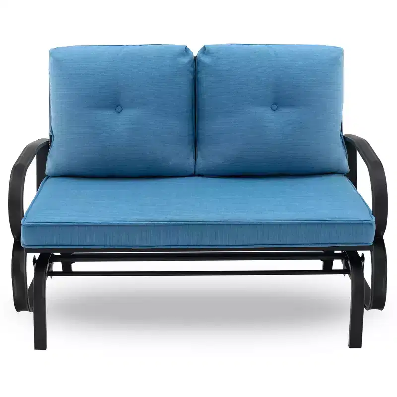 Costway Patio 2-Person Glider Bench Rocking Loveseat Cushioned Armrest Brick Red\Beige\Blue