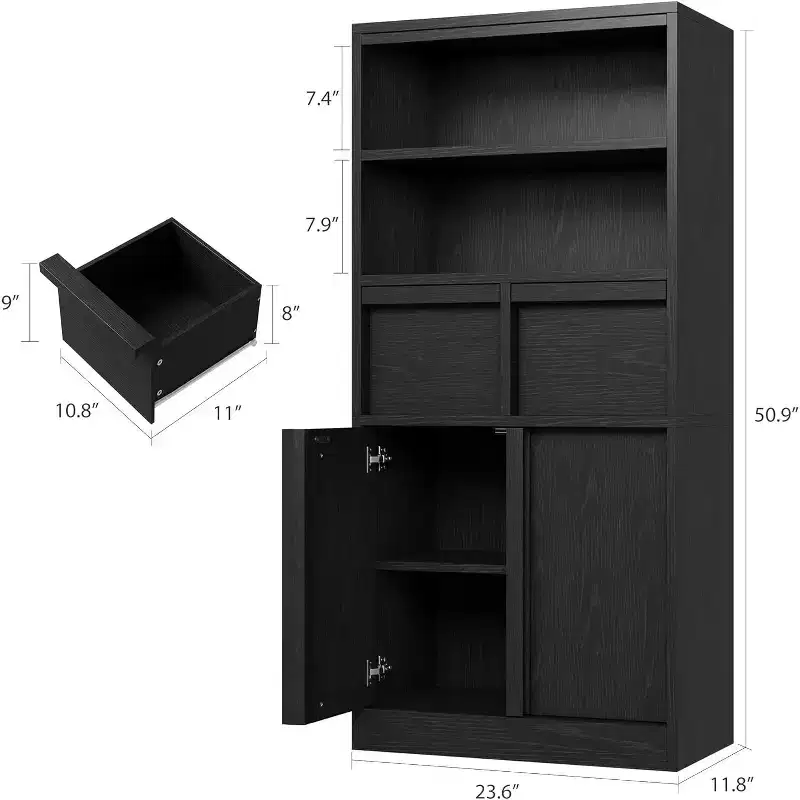 Tall Bathroom Cabinet - Storage Cabinet with Enclosed Shelves & Drawers for Bathroom or Kitchen