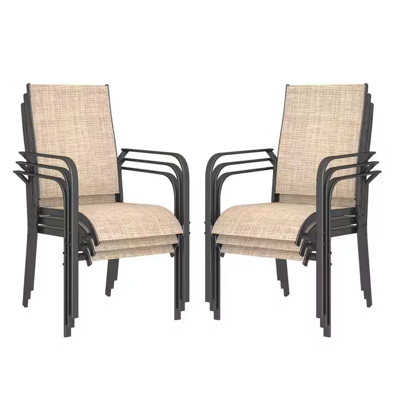 EROMMY Outdoor Dining Chair Set Of 6, Stackable Dining Chairs For Outside