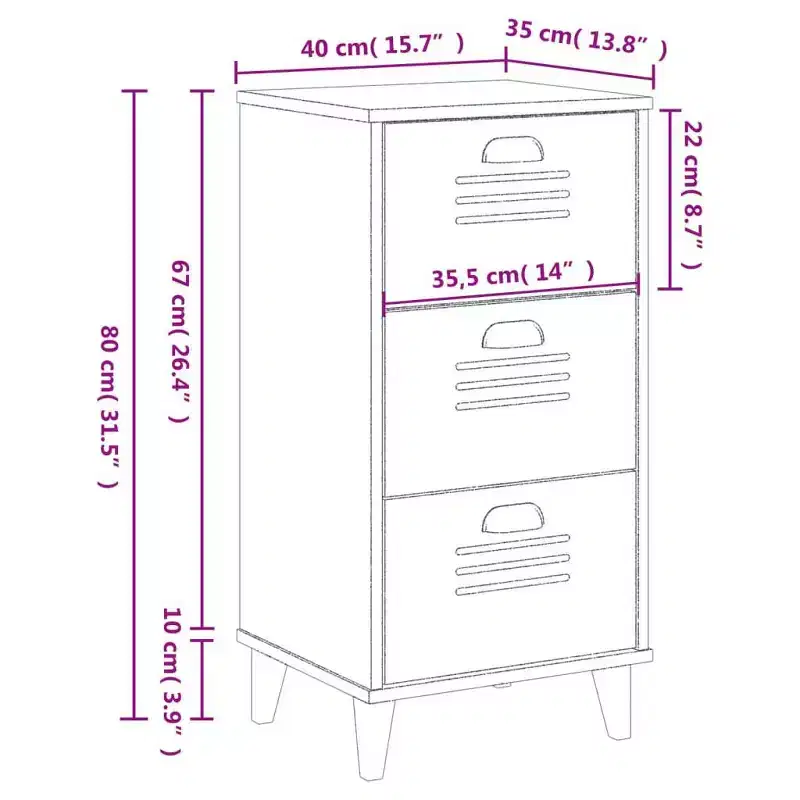 Bedside Cabinet Accent End Table Bedroom Furniture Solid Wood Pine