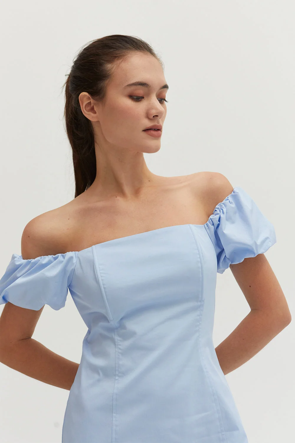 Off Shoulder Puff Sleeve Mini Dress