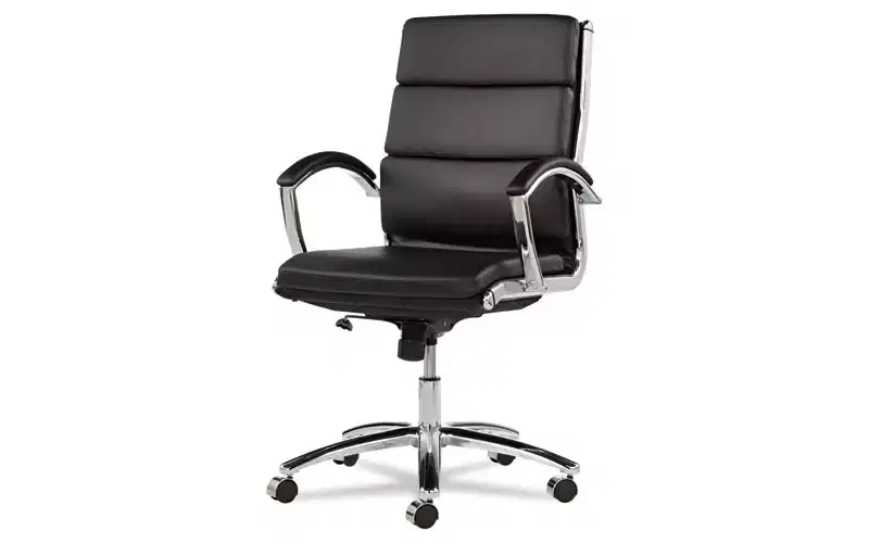 Mid-Back Slim Profile Chair – Faux Leather, 275 lb, Chrome Base