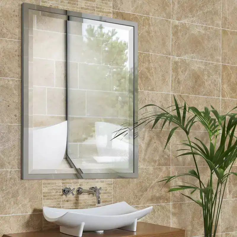 24" x 30" Classic Metal Frame Wall Mirror Chrome - Head West: Beveled, Transitional Style, No Assembly Required