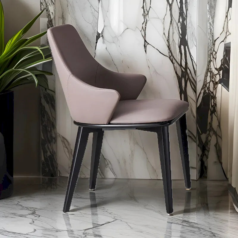 23 Inch Dining Chair Set of 2, Padded Tall Back, Beige Faux Leather