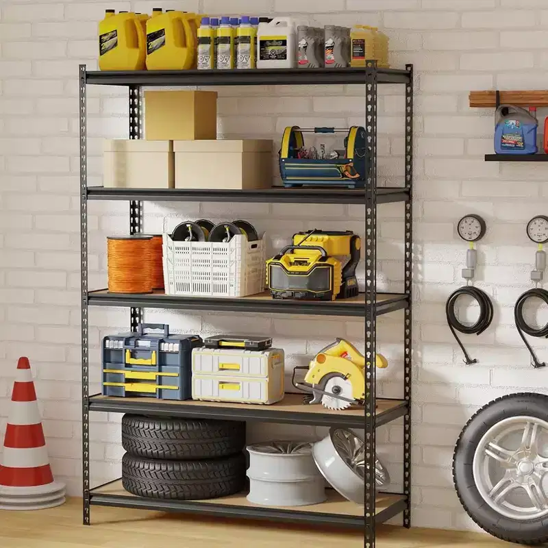 WhizMax 5-Tier Storage Shelves, Heavy Duty Metal Shelving Unit, Adjustable Garage Storage Shelving Utility Rack, 48 L x 18 W x 73 H, Black