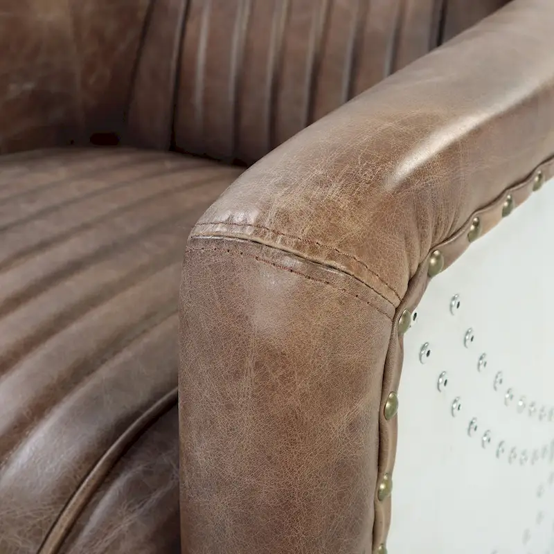 Acme Furniture Brancaster Top Grain Leather Retro Brown Arm Chair