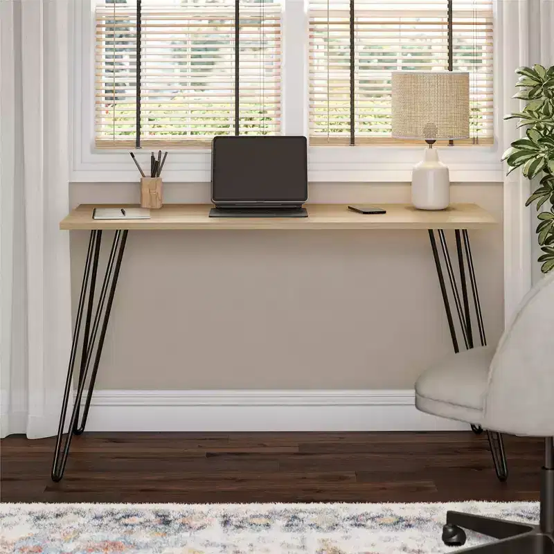 TUYOHW Writing Desk,Modern Study Table with Durable Engineered Wood Desktop,Hairpin Metal Legs,Compact Workstation for Small Spaces