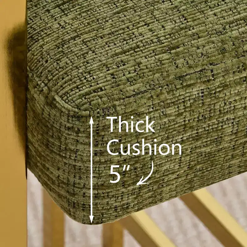 Set of 3 Counter Height Bar Stools with Backs and Arms, Modern Chenille Upholstered Kitchen Island Chairs with Gold Metal Legs - Panipeachy