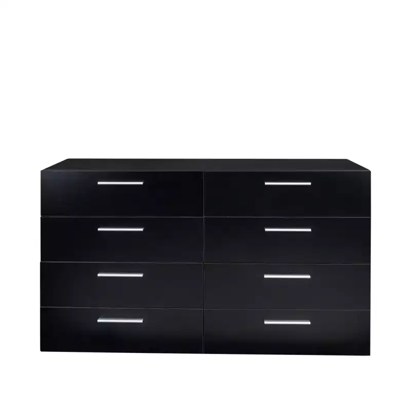 Karl Home 8-Drawer Black Particle Board 55.12in. W Chest of Drawer