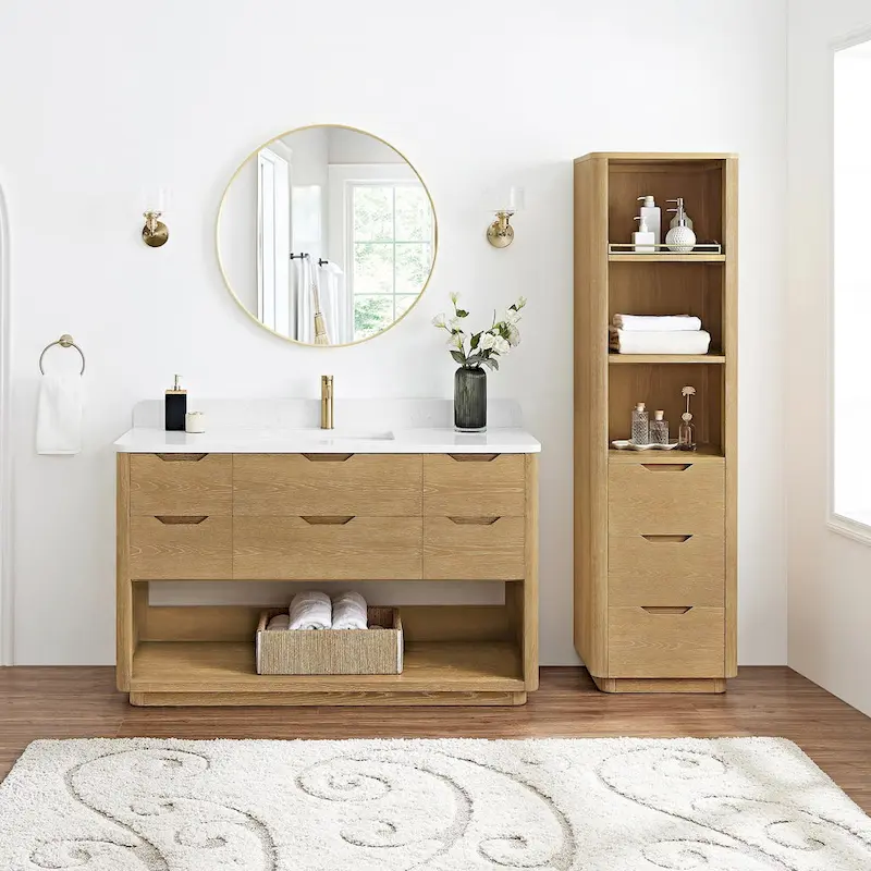 Miseno MV-HARB20-SCA Harbin 72 Wood Free Standing Linen Tower