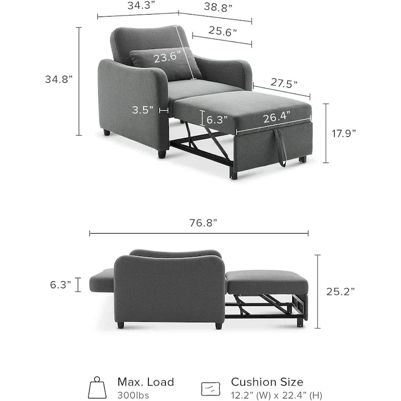 Mopio Sophie 4-in-1 Convertible Sleeper Chair Bed