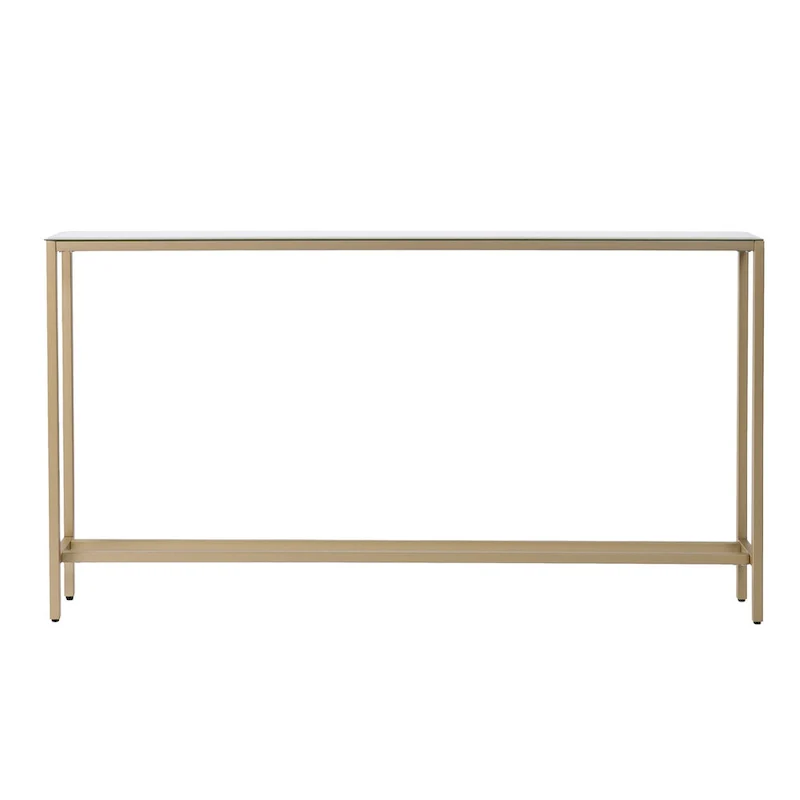 Silver & Gold Mirrored Glass Console Table, 4-Leg, Single