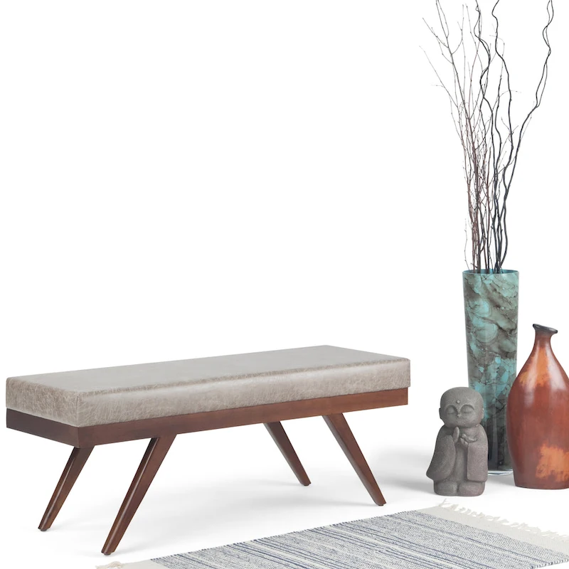WYNDENHALL Nadine 48 inch Wide Mid Century Modern Rectangle Ottoman Bench