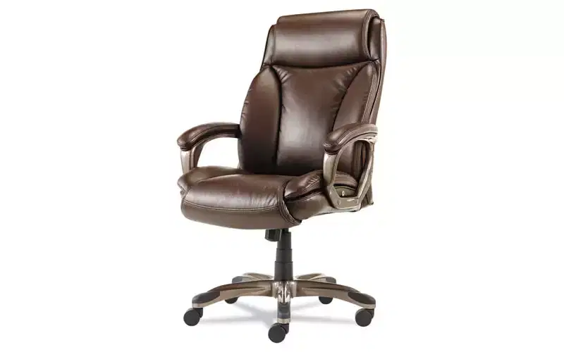 Alera Alera Veon Series Executive High-Back Bonded Leather Chair, Supports Up to 275 lb, Brown Seat/Back, Bronze Base