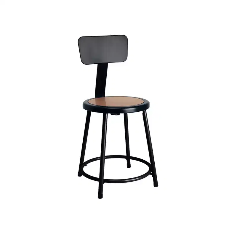 Hampden Furnishings 18" Felix Collection Steel Stool with Backrest Black