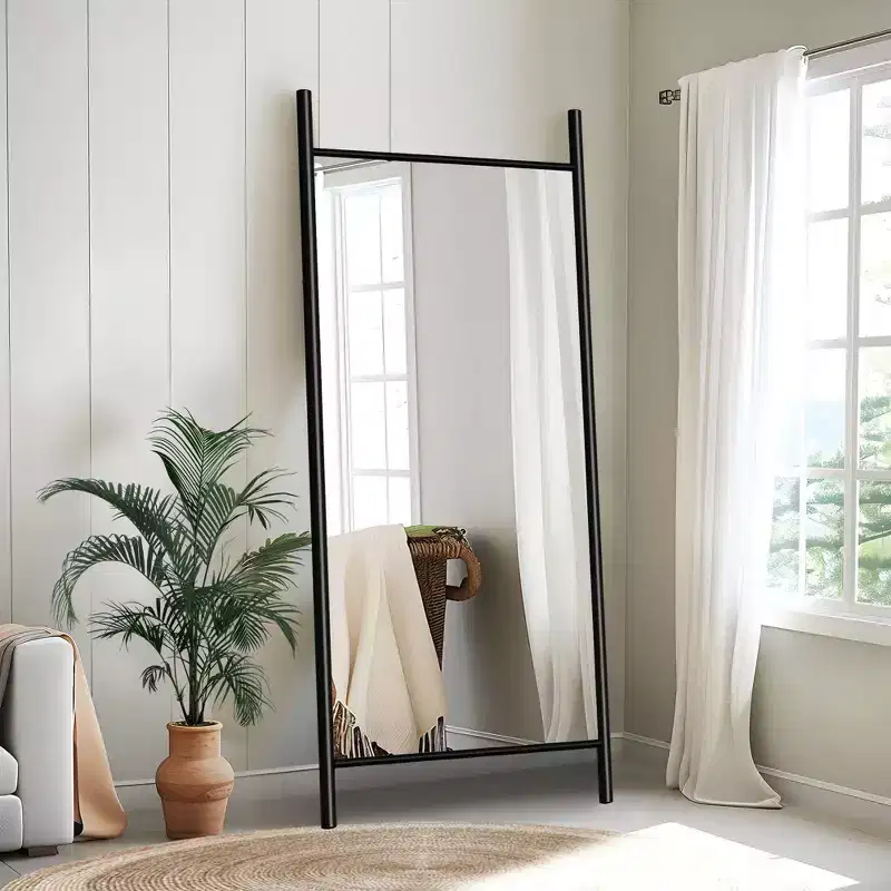 31 in. W x 71 in. H Ladder-Style Solid Wood Framed Mirror in Brown