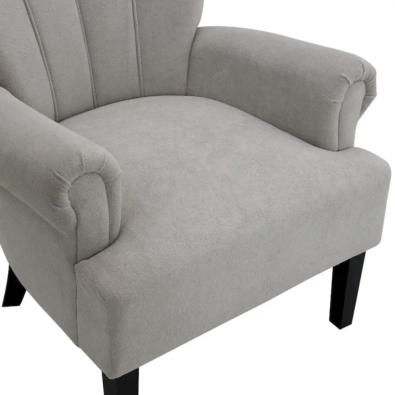 Grey Modern 29 Upholstered Arm Chair with High-Density Foam and Channel Back