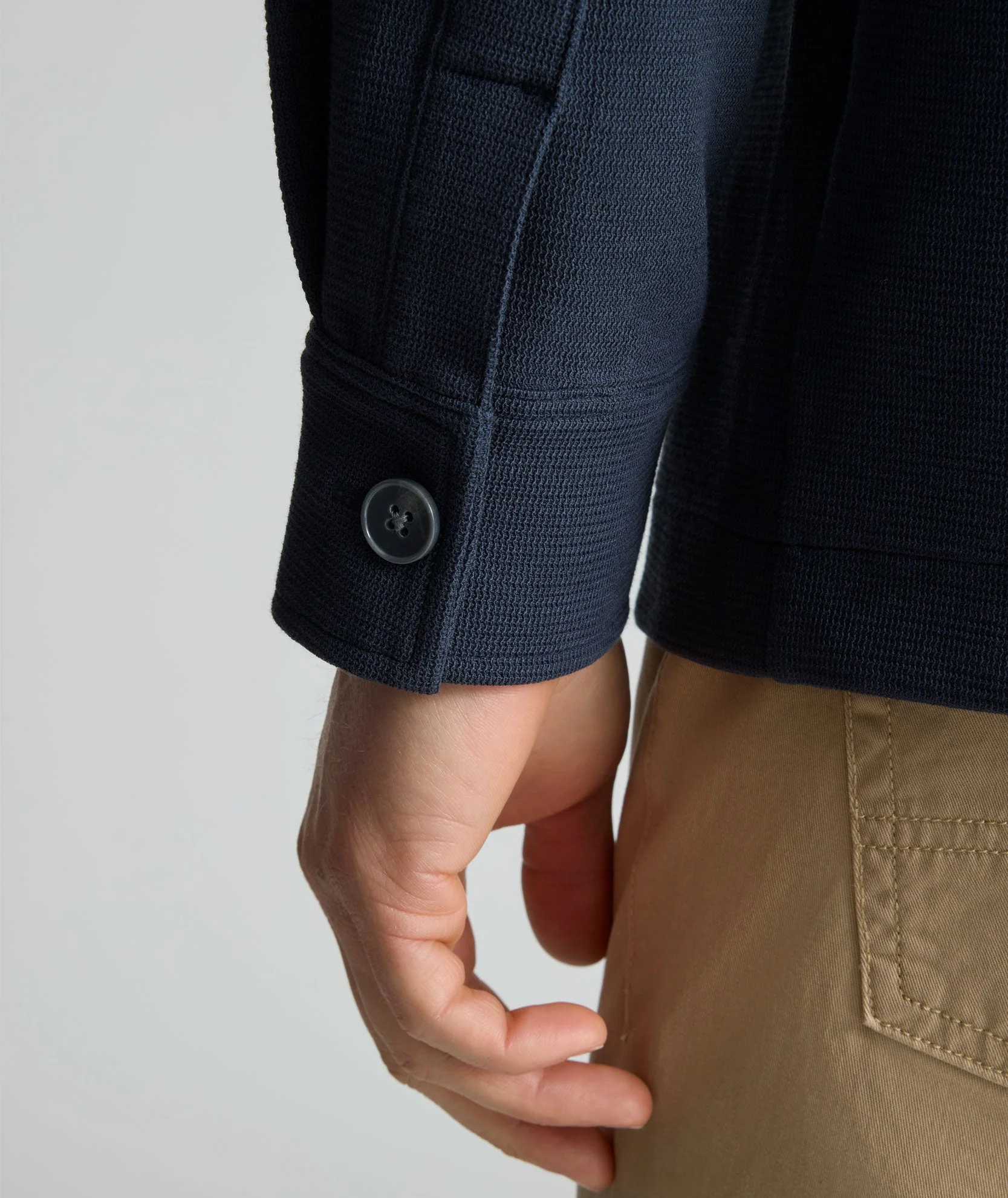 Knit Cotton Overshirt (Navy)